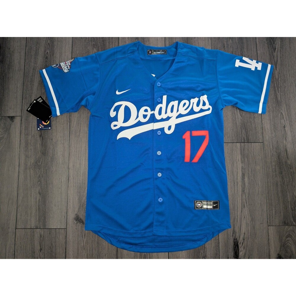 Shohei Ohtani 2025 World Series Dodgers Jersey Stitched BLUE Men's Size Small